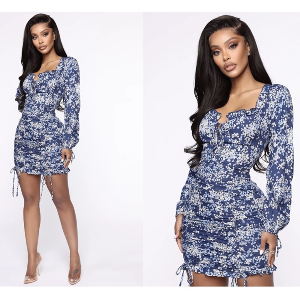 Fashion Nova Through The Garden Ruched Mini Dress